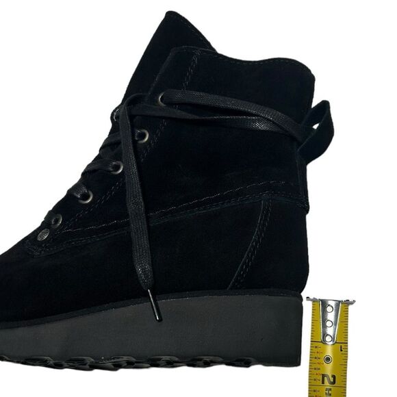 BearPaw Krista Cow Suede Wool Lined Boots Black Winter Boots Sheepskin Footbed - Picture 10 of 14